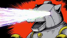 a drawing of a robot with a beam of light coming out of it 's eyes