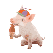 pig piggie ice cream hat piglet