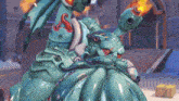 a statue of an octopus with a s on it 's arm