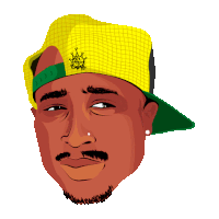 a cartoon of a man wearing a yellow hat with a green brim
