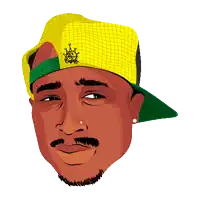 a cartoon of a man wearing a yellow hat with a green brim