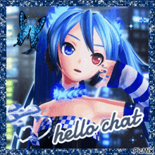 a picture of an anime girl with the words hello chat