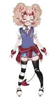 a pixel art drawing of a girl with horns and the number 4