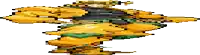 a pixel art drawing of a man in a yellow and black outfit .