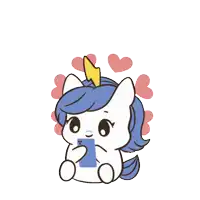 a cartoon of a unicorn surrounded by hearts