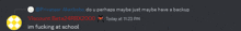 a screenshot of a conversation between privateer akarbob and viscount beta24rbx2000