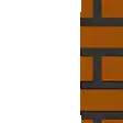 a pixel art of a smiley face peeking out from behind a brick wall .