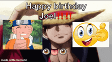 a collage of cartoon characters with the words happy birthday joel