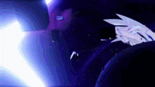 a person is standing in a dark room with a blue light coming out of their hand