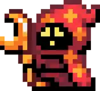 a pixel art drawing of a ghost with a hood