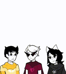three cartoon characters standing next to each other with the words waaah waah wah cry about it on the bottom