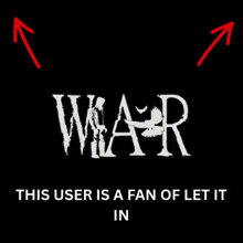 the word war is on a black background with arrows pointing up