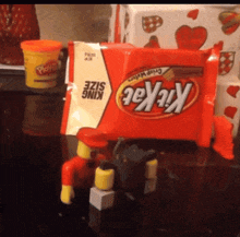 a bag of kitkat sits on a table