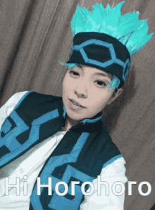 a picture of a person with the words hi horohoro written on the bottom