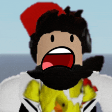 a cartoon character with a beard and red hat