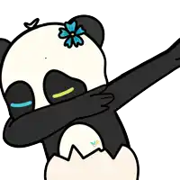 a drawing of a panda with a flower in its hair