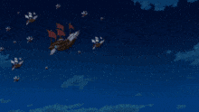 a bunch of ships are flying in the sky