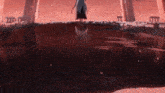 a woman in a white dress is standing next to a body of water with her reflection in it .