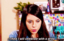 Parks And Rec April Ludgate GIF - Parks And Rec April Ludgate I Think I Will Celebrate With A Drink GIFs