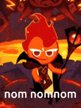 a cartoon character with the word nom on the bottom right