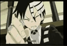 a cartoon character with a ring on his finger is pointing at the camera .