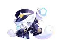 a cartoon character is holding a trumpet and wearing a hat and gloves .