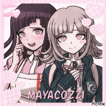 a picture of two anime girls with the name mayacozzi
