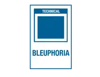 a blue and white sign that says technical bleuphoria on it