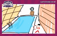 a drawing of a swimming pool with the website garticphone.com at the top