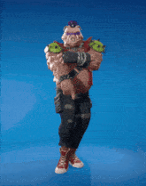 a pig with a mohawk and chains around his arms