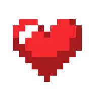 a pixel art of a red heart with a white border on a white background .