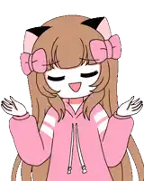 a cartoon girl with a pink bow on her head