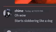 a screenshot of a discord conversation between a person named chime and a person named oh wow .