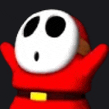 shy guy from super mario bros is a cartoon character with a skull mask on his head .