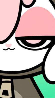 a close up of a cartoon character 's face with a pink nose