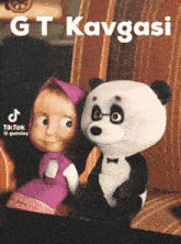 masha and the bear are sitting next to each other in a cartoon