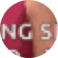 a close up of a person 's face with the letters ngs visible