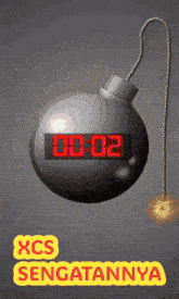 a bomb with a digital display that reads 00:02: