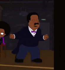 a cartoon of a man with a mustache dancing