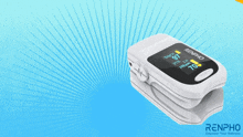 a renpho device is displayed on a blue and yellow background