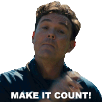 a man in a blue shirt with the words make it count on his face