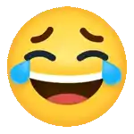 a laughing emoji with tears running down its face .