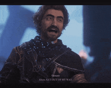 a man with a beard is talking to another man in a video game called gotare
