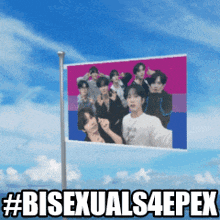 a flag with a picture of a group of people and the hashtag #bisexuals4epex