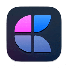 a purple and blue app icon on a black square