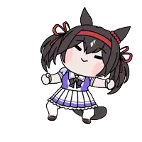 a cartoon drawing of a girl with pigtails and a cat 's tail .