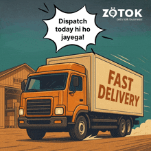 a truck that says fast delivery on the side