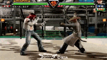 two fighters are fighting in a video game with the number 45 on the screen