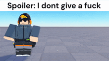 a cartoon character with the words spoiler i dont give a fuck below him
