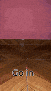 a person is walking on a wooden floor with the words go in written below them